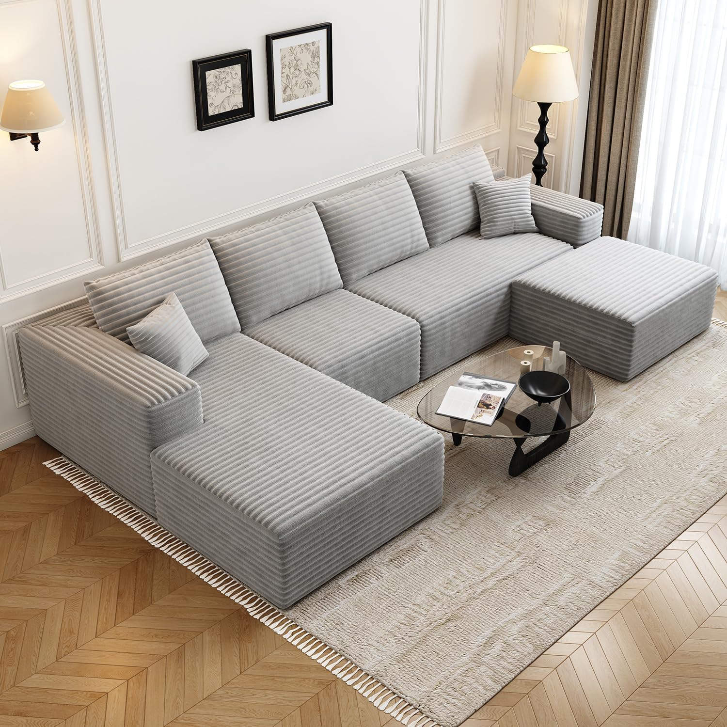 Durable Smart Pick 5" Cloud Modular Sectional Sofa L-Shape Chaise Deep Seat Black Left Facing Reliable