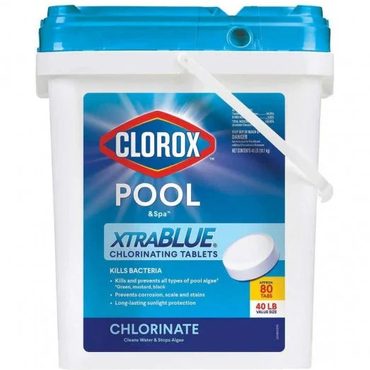 Genuine True Basics Clorox Xtra Blue 40 Pound 80 Tab Pool and Spa 3 Inch Long Lasting Chlorinating Tablets Enhanced