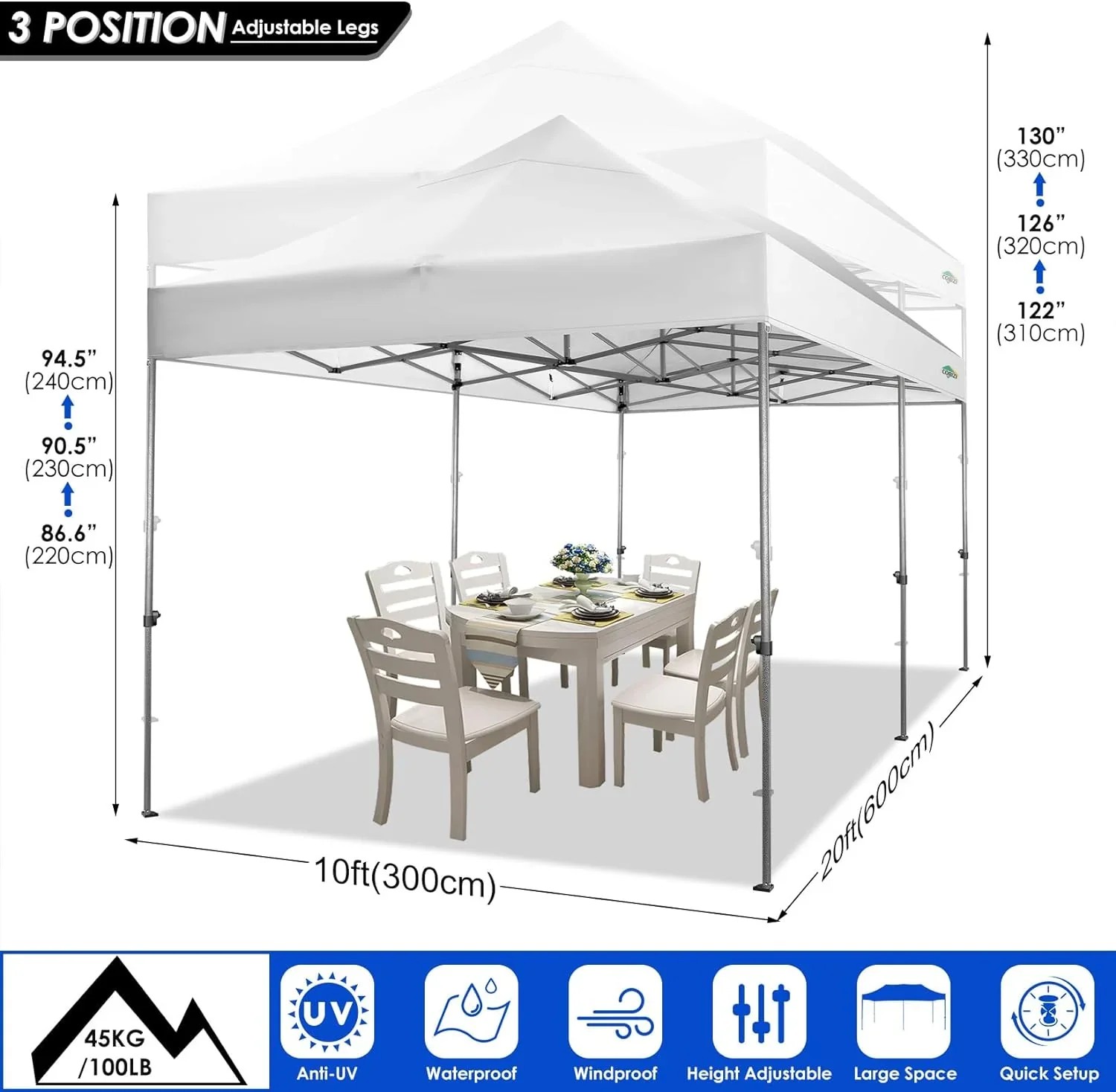 In Stock Pure Value COBIZI 10x20 Heavy Duty Pop up Canopy Tent with 6 Sidewalls Black Functional