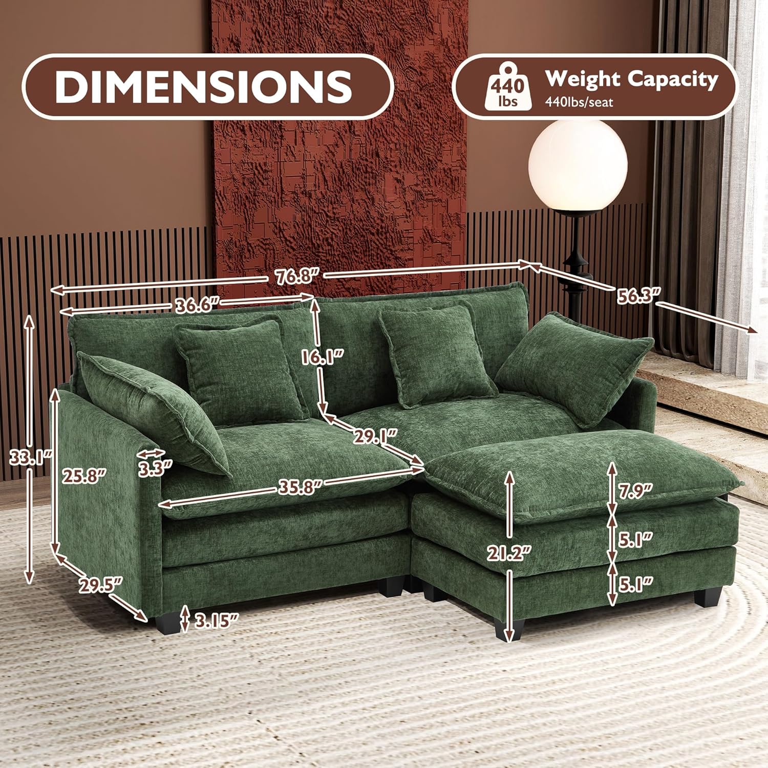 Premium Fresh Find Ihanherry 146" U-Shaped Modern Sofa Modular Sectional Cloud Couch Grey Practical