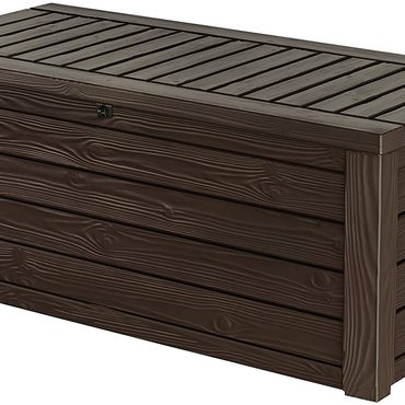 New 2026 Open Market Keter Westwood 150 Gallon Resin Large Deck Box Organization and Storage Brown Reliable