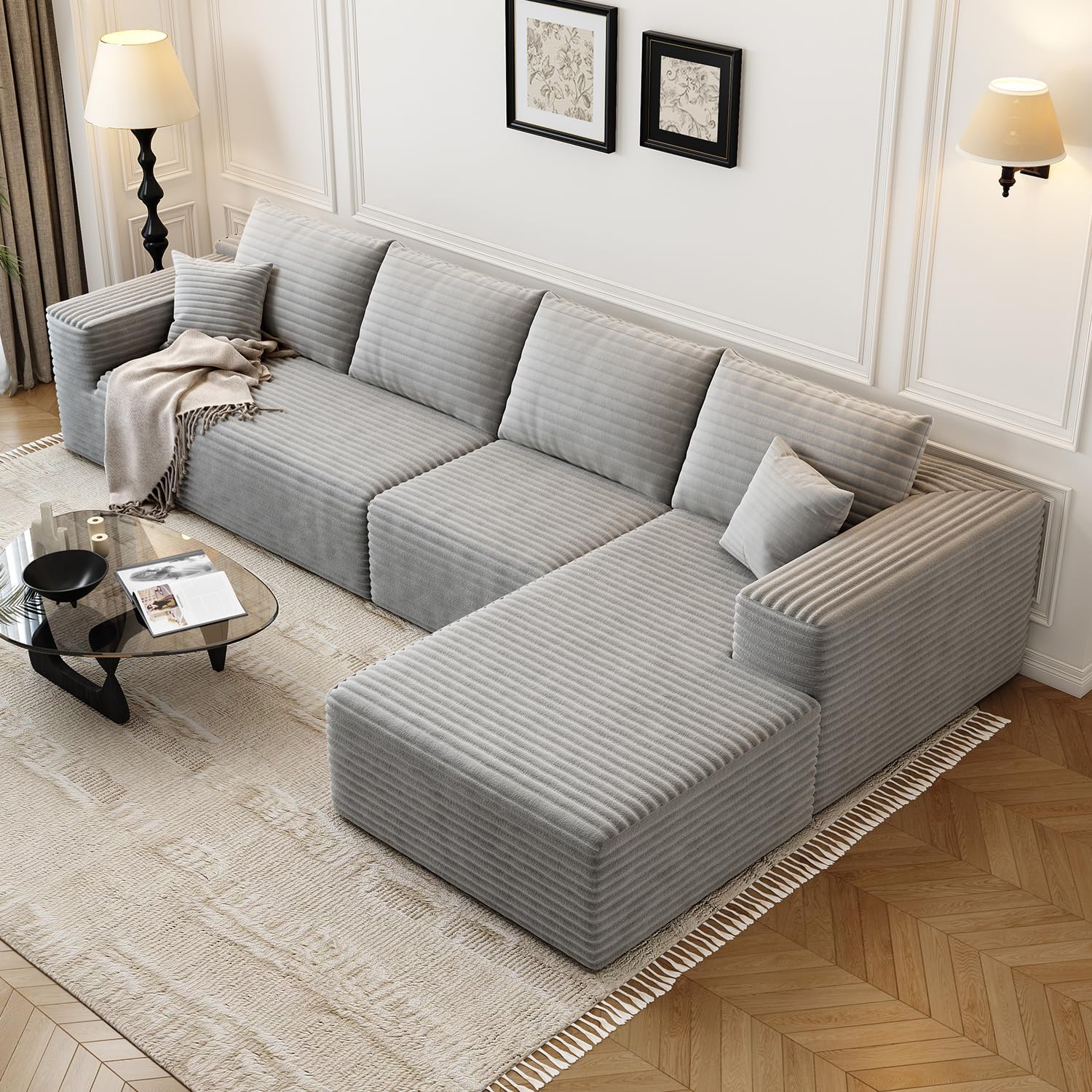 Durable Smart Pick 5" Cloud Modular Sectional Sofa L-Shape Chaise Deep Seat Black Left Facing Reliable