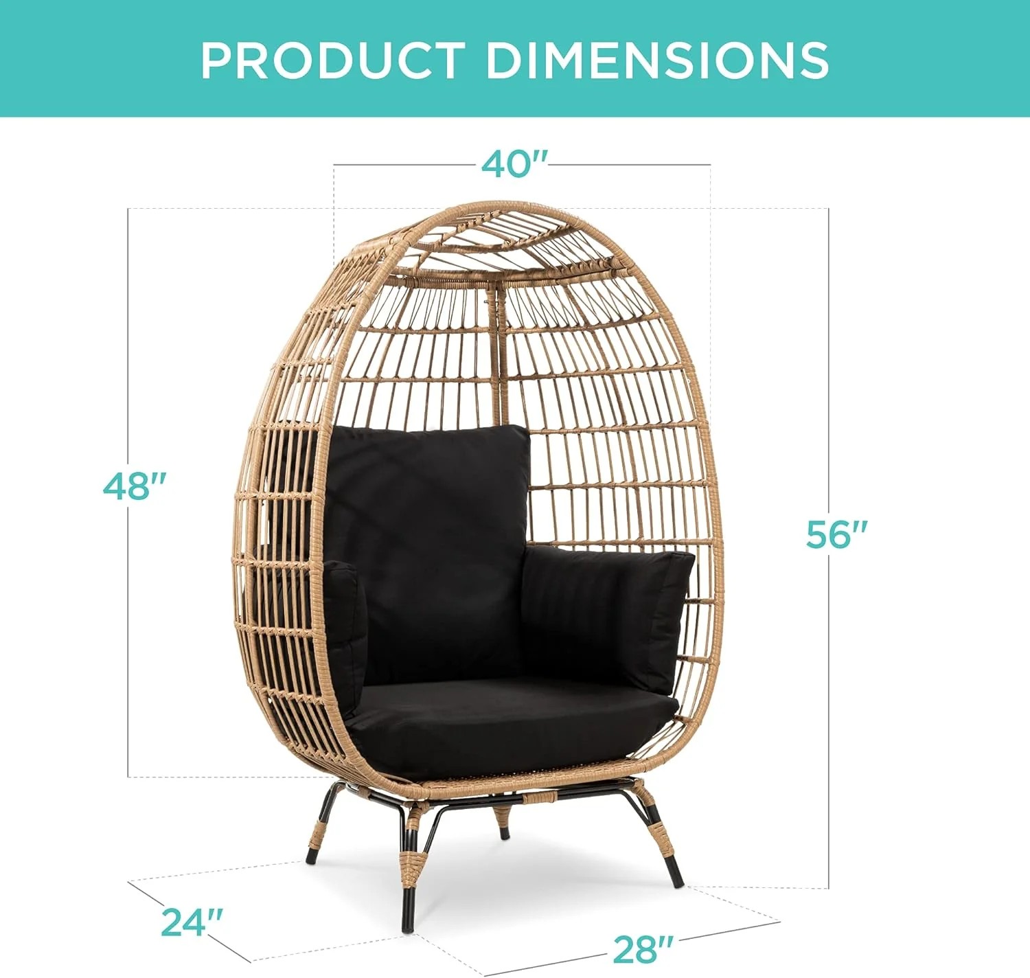 Durable Fresh Find Best Choice Products Wicker Egg Chair Oversized Indoor Outdoor Lounger Ivory Distinctive