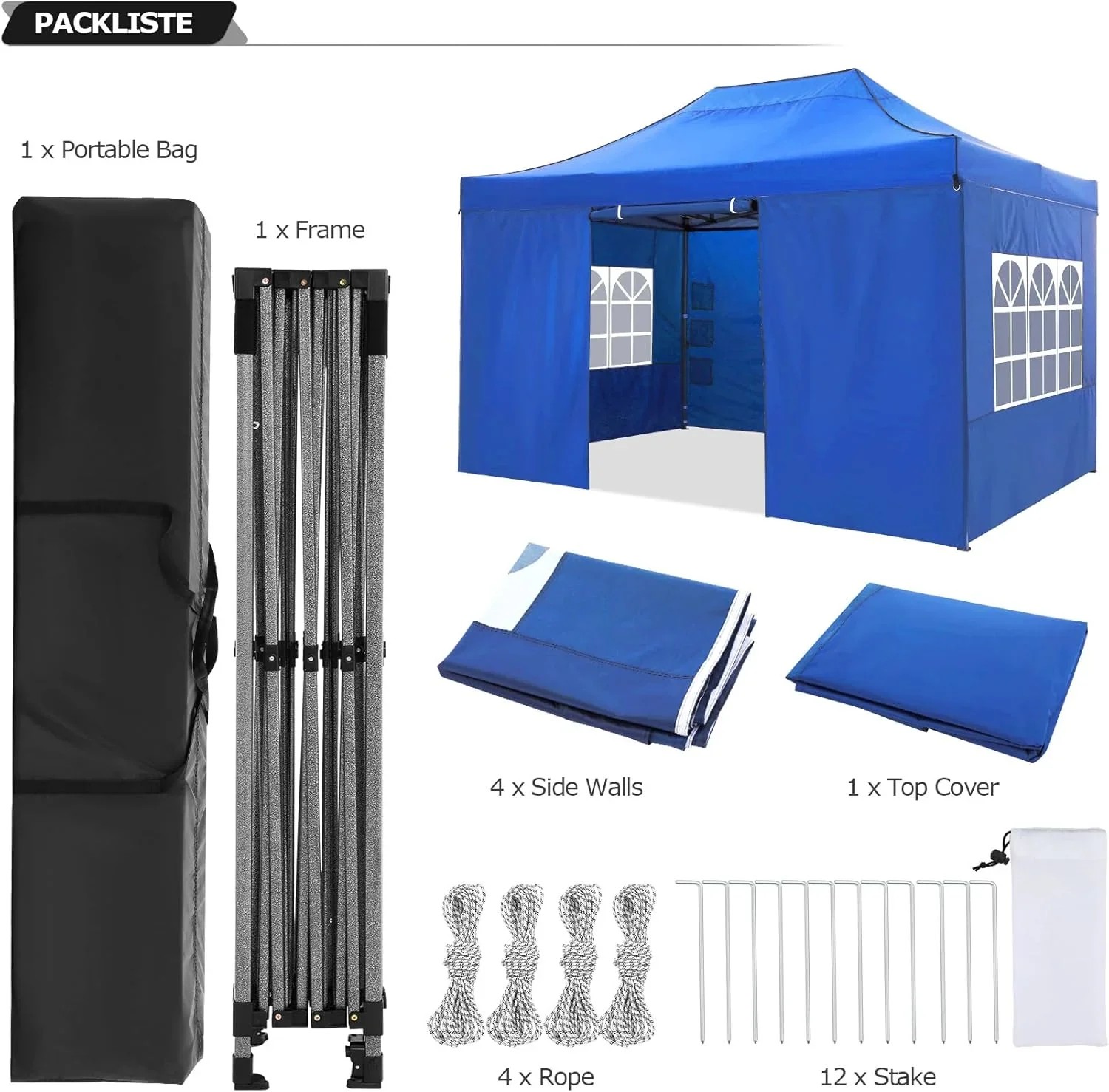 In Stock Pure Value COBIZI 10x20 Heavy Duty Pop up Canopy Tent with 6 Sidewalls Black Functional