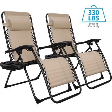 Limited True Basics HomGarden 2 Pack Steel Zero-Gravity Chair - Beige Value