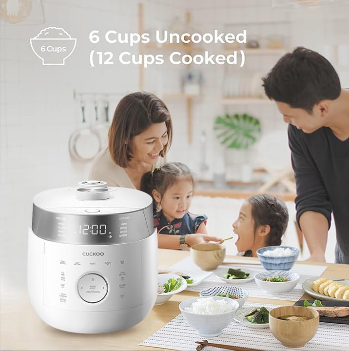 Limited Standard Goods Small Stainless Steel Rice Cooker 6 Cups, Induction Heating Dual Pressure, White Distinctive