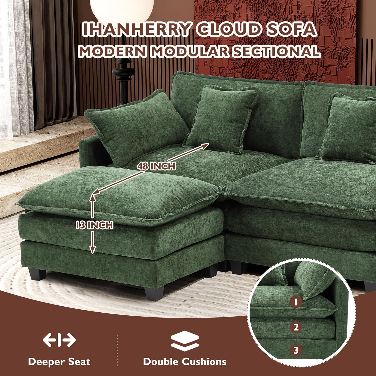 Premium Fresh Find Ihanherry 146" U-Shaped Modern Sofa Modular Sectional Cloud Couch Grey Practical