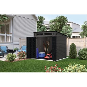 Essential Pure Value Modernist 7 ft. 2.5 in. x 7 ft. 3.5 in. x 7 ft. 5.5 in. Resin Storage Shed Sound