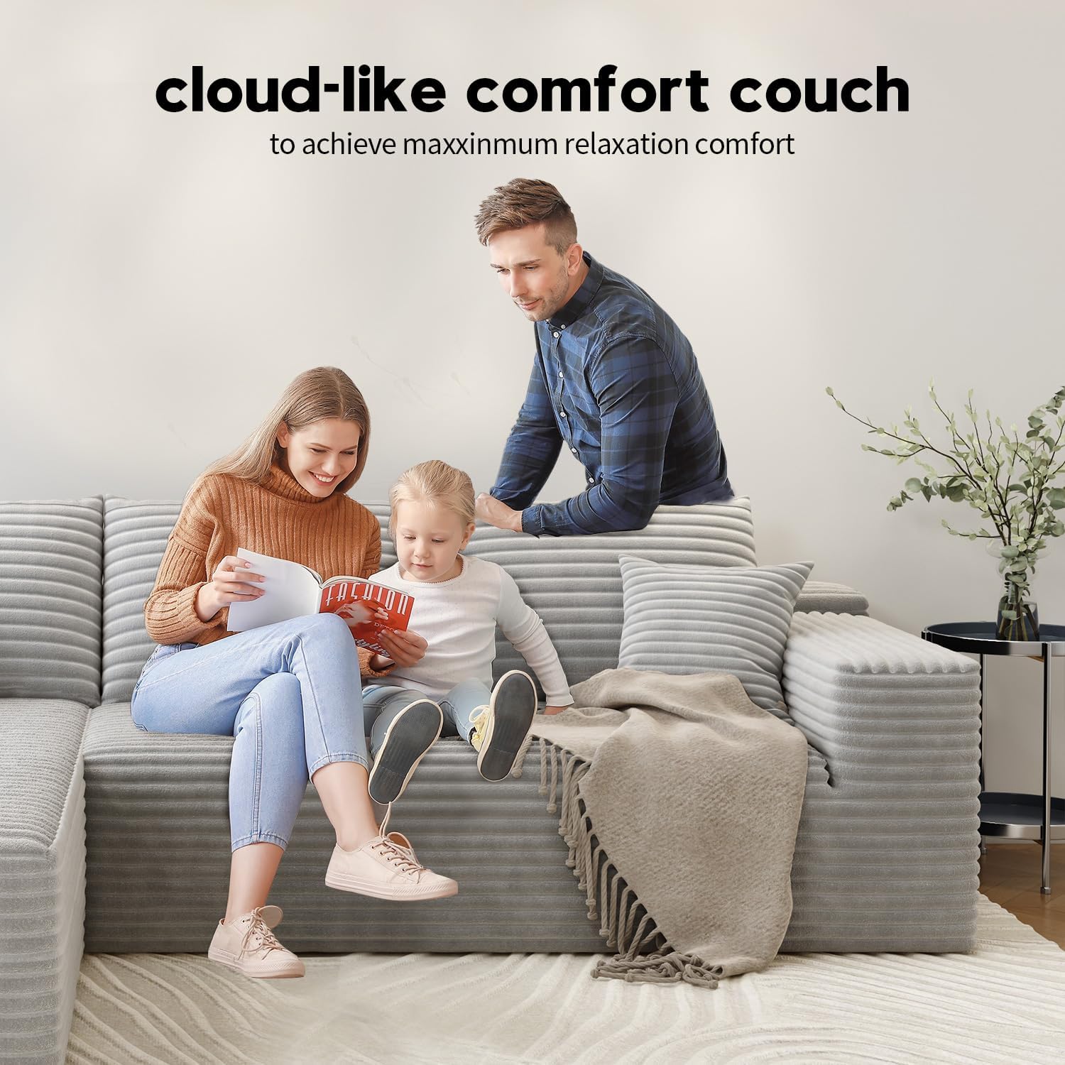 Durable Smart Pick 5" Cloud Modular Sectional Sofa L-Shape Chaise Deep Seat Black Left Facing Reliable