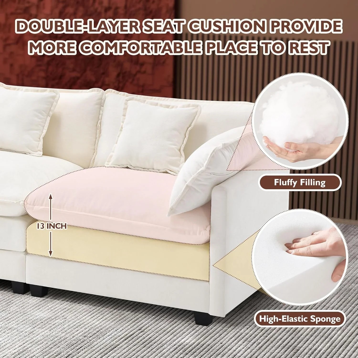 Premium Fresh Find Ihanherry 146" U-Shaped Modern Sofa Modular Sectional Cloud Couch Grey Practical