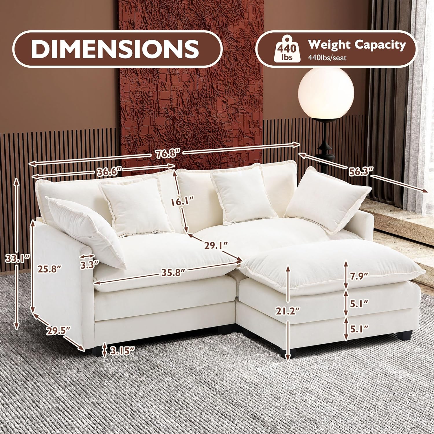 Premium Fresh Find Ihanherry 146" U-Shaped Modern Sofa Modular Sectional Cloud Couch Grey Practical