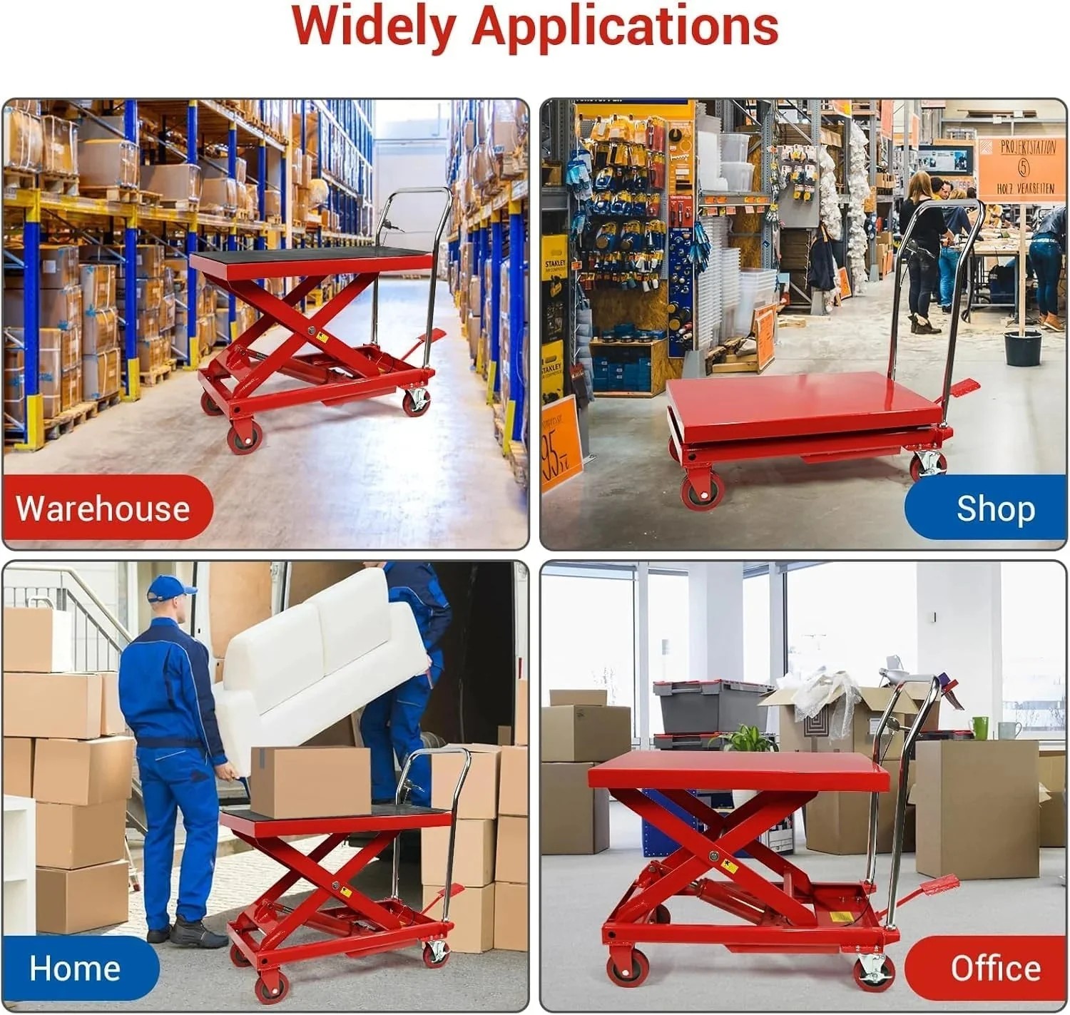 Limited Smart Pick 500LBS Hydraulic Lift Table Cart, 30" Lifting Height, Double Scissor with 4 Wheels Value