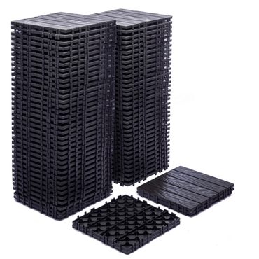 Limited Standard Goods 76-Pack Plastic Interlocking Deck Tiles, 68.80 Sq.Ft Outdoor Flooring, Waterproof, Gray Brown Value