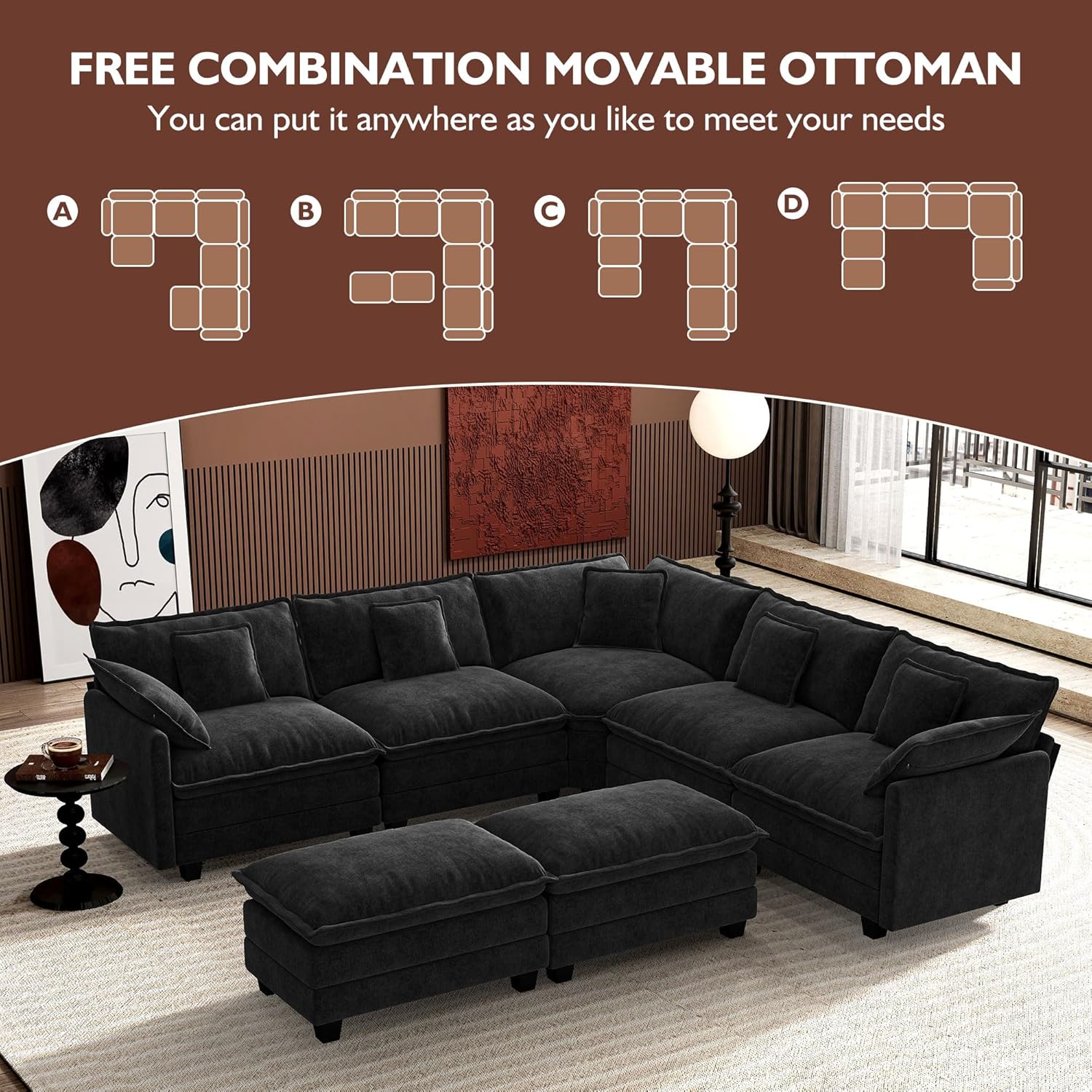 Premium Fresh Find Ihanherry 146" U-Shaped Modern Sofa Modular Sectional Cloud Couch Grey Practical