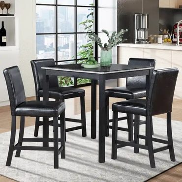 Select Direct Source Modern 5-Piece Dining Set with Square Counter Height Table & 4 Upholstered Chairs Modern