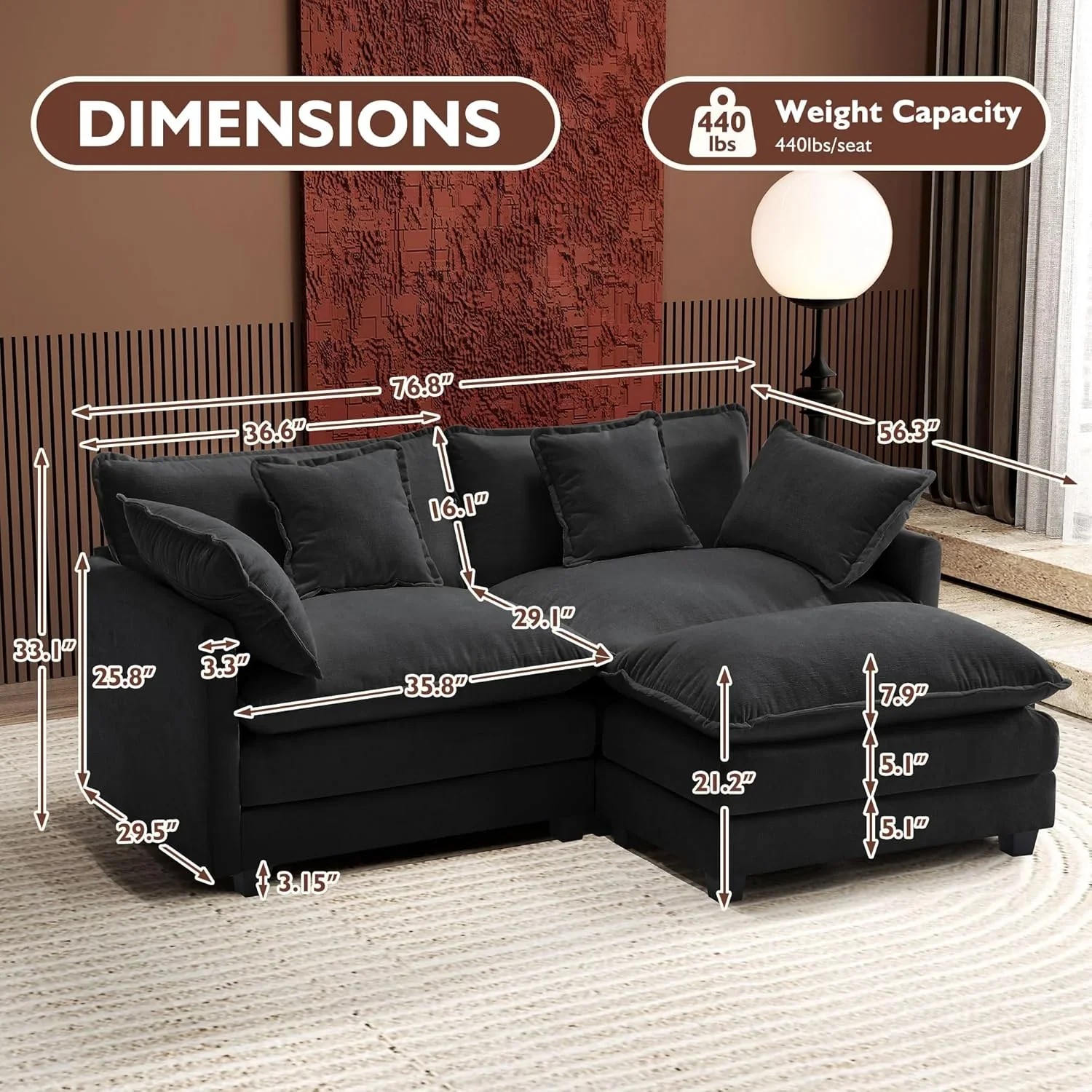 Premium Fresh Find Ihanherry 146" U-Shaped Modern Sofa Modular Sectional Cloud Couch Grey Practical