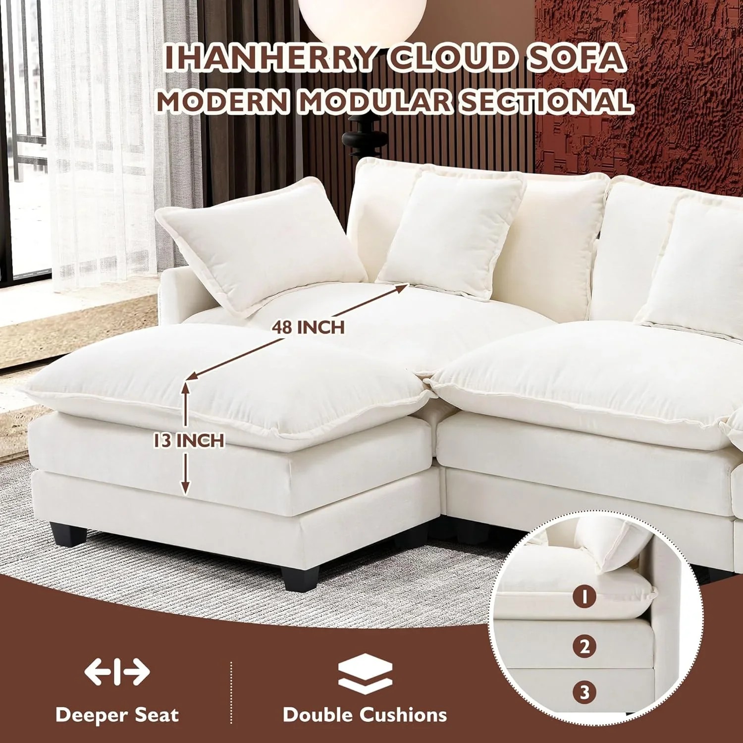 Premium Fresh Find Ihanherry 146" U-Shaped Modern Sofa Modular Sectional Cloud Couch Grey Practical