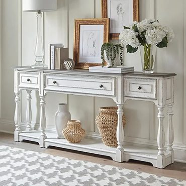 Limited Pure Value Magnolia Manor Antique White & Weathered Bark 72 Inch Hall Console Table Budget