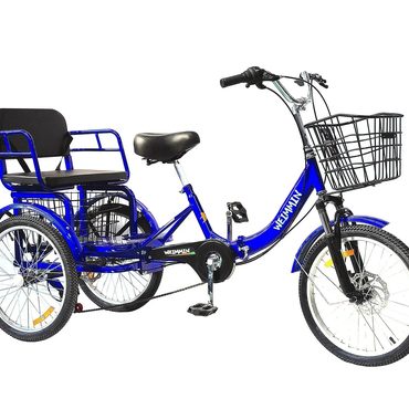 New 2026 Pure Value Tricycle 7 Speed, 20 inch 3 Wheel Bikes Folding Tricycle for Adults Star Strip Blue Budget