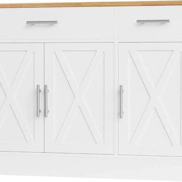 Advanced True Basics Shintenchi Modern Farmhouse Sideboard Buffet Cabinet with Storage with 3 Doors Reliable