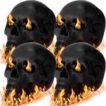 In Season Standard Goods 4-Pack Fire Pit Skull Dummy Skull Halloween Decoration Sound