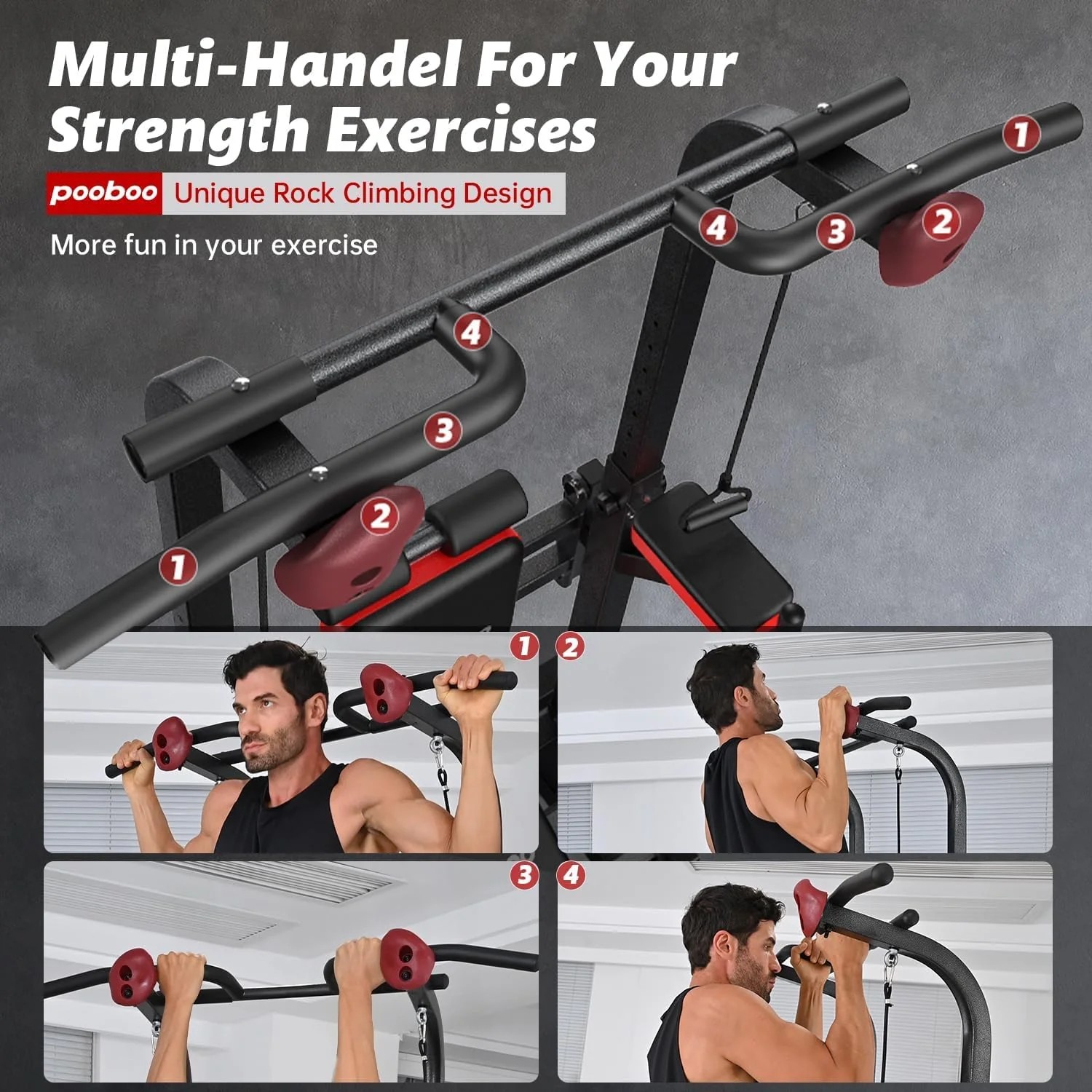 Limited Basic Line Pooboo Power Tower Dip Station, Pull-Up Bar, Supine Board, Adjustable Budget
