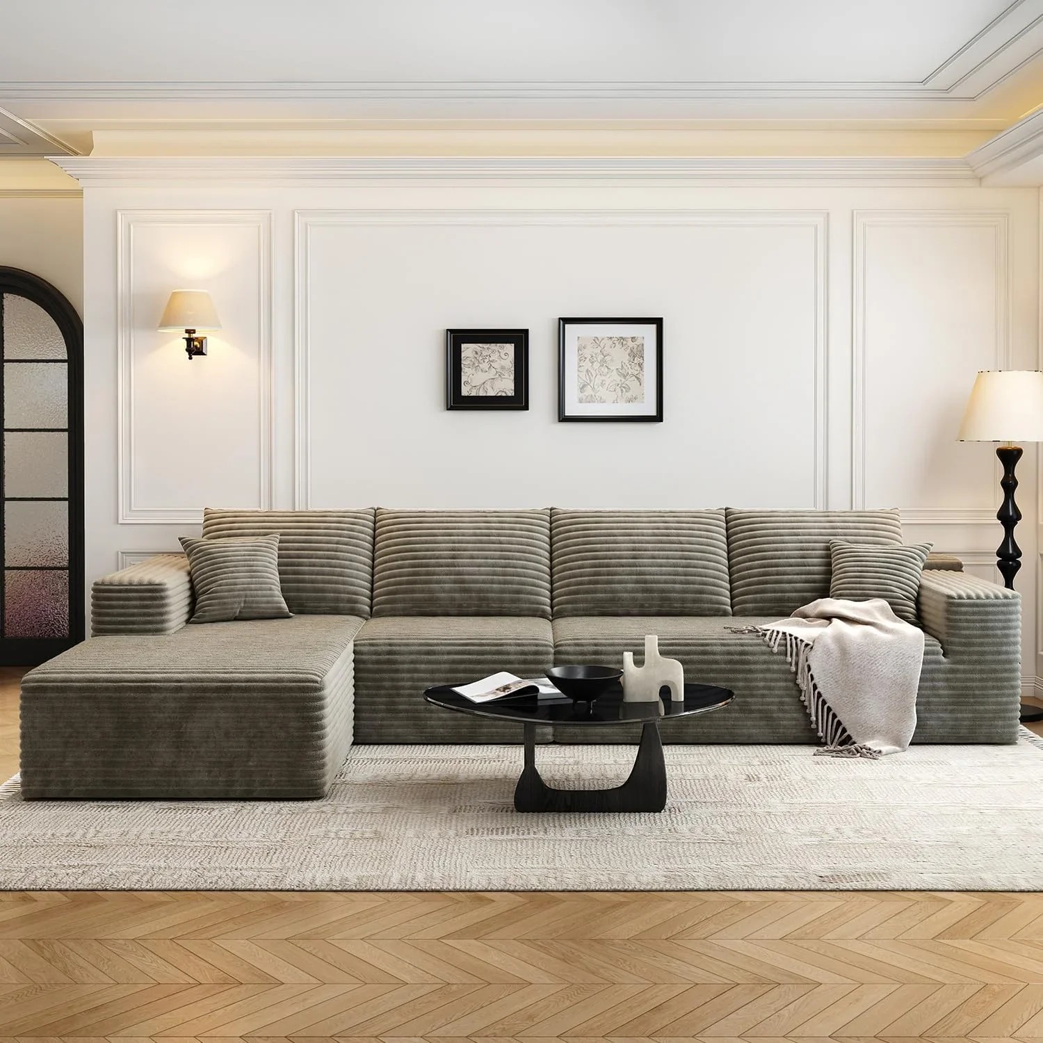 Durable Smart Pick 5" Cloud Modular Sectional Sofa L-Shape Chaise Deep Seat Black Left Facing Reliable