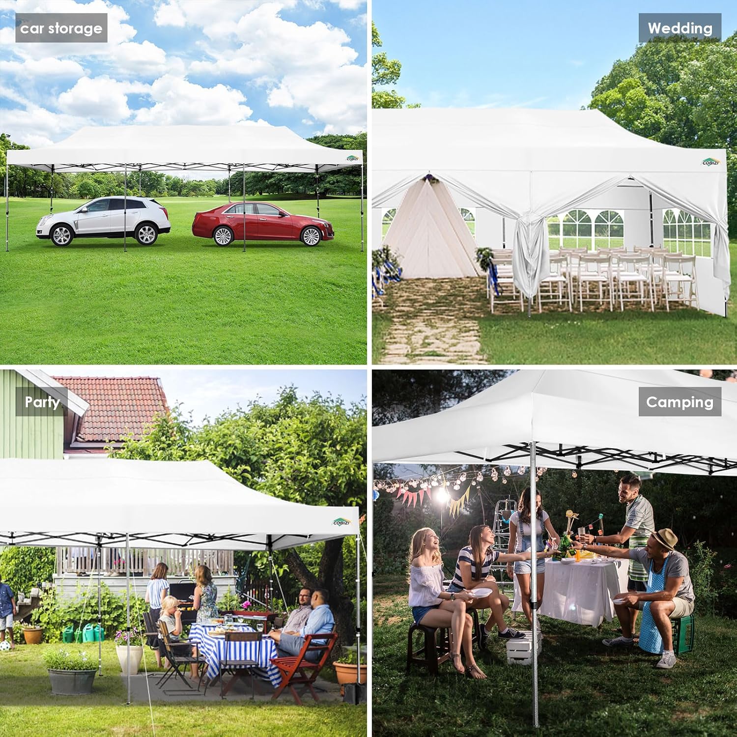 In Stock Pure Value COBIZI 10x20 Heavy Duty Pop up Canopy Tent with 6 Sidewalls Black Functional