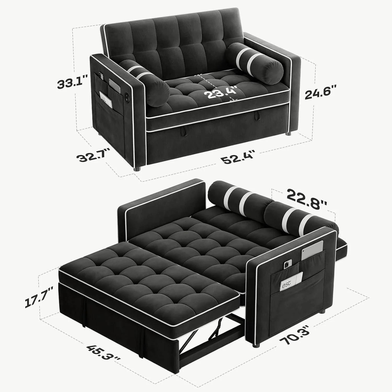 Annual Basic Line Sofa Bed 3-in-1 Convertible Sleeper Sofa Enhanced