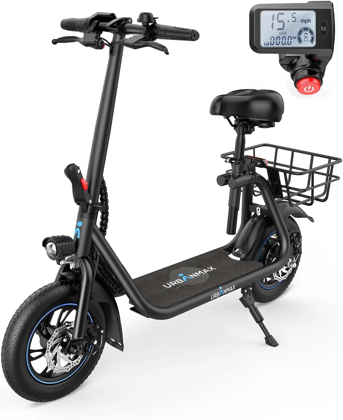 Limited Standard Goods URBANMAX C1 Electric Scooter with Seat, 450W Powerful Motor up to 22 Miles Range Practical