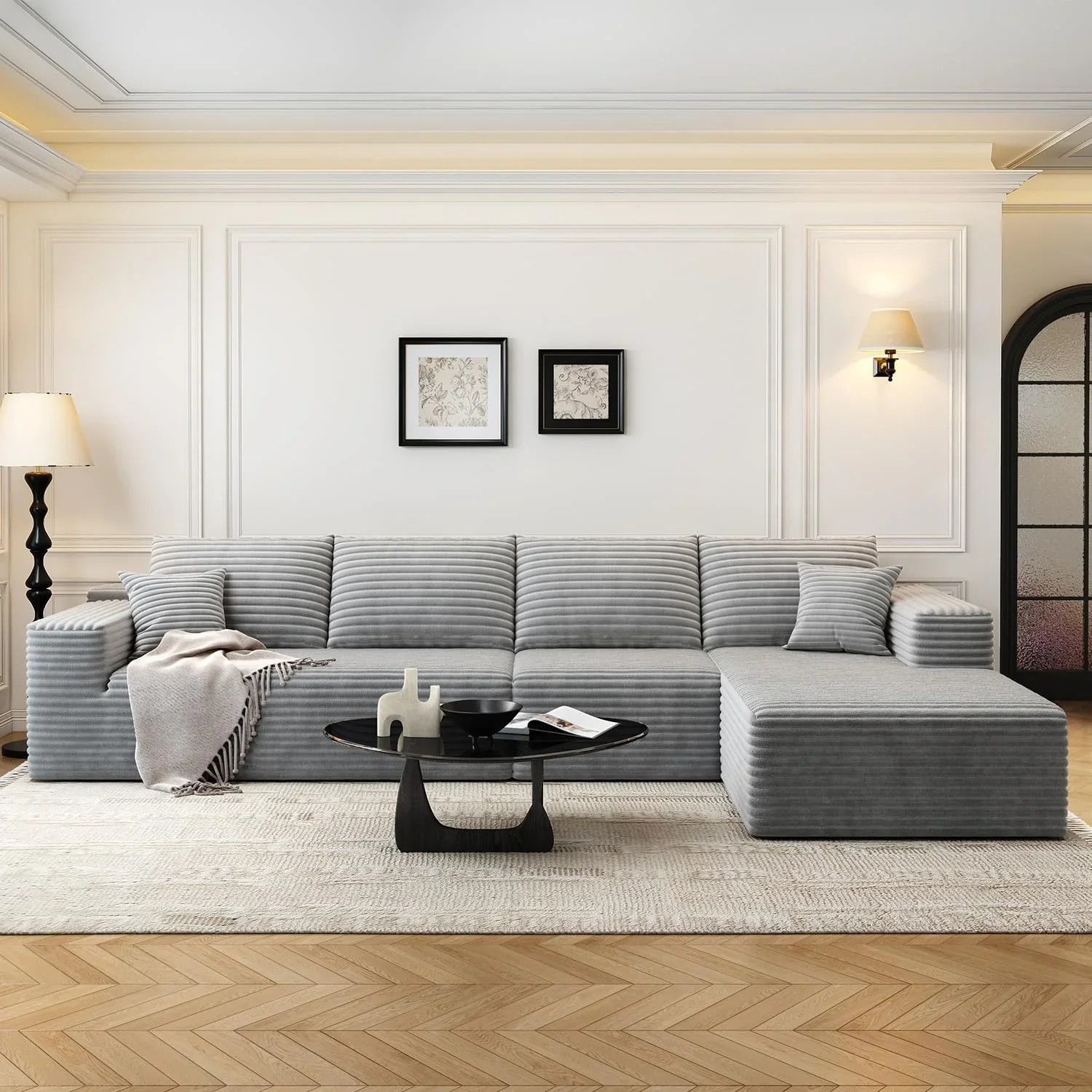 Durable Smart Pick 5" Cloud Modular Sectional Sofa L-Shape Chaise Deep Seat Black Left Facing Reliable