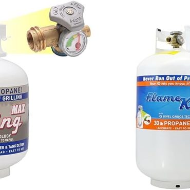 Classic Direct Source Pound Steel Propane Tank Cylinder with OPD Valve and Built-in Gauge, 20 lb Vertical-Flame King Enhanced