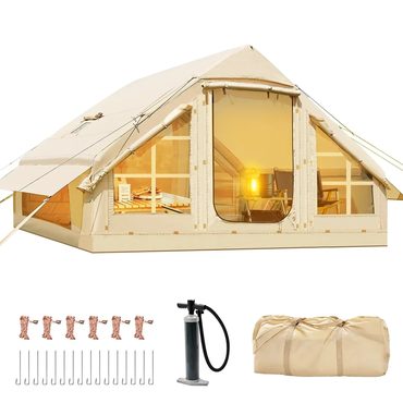 2026 Debut Basic Line 6 Person Inflatable Camping Tent with Pump, 10ft x7ft Family Tent Waterproof Outdoor Everyday