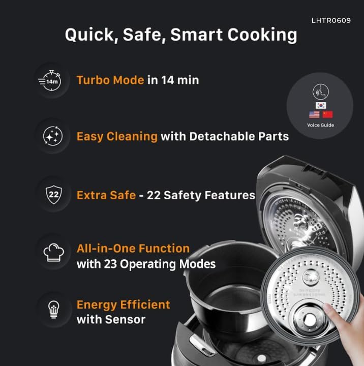 Limited Standard Goods Small Stainless Steel Rice Cooker 6 Cups, Induction Heating Dual Pressure, White Distinctive