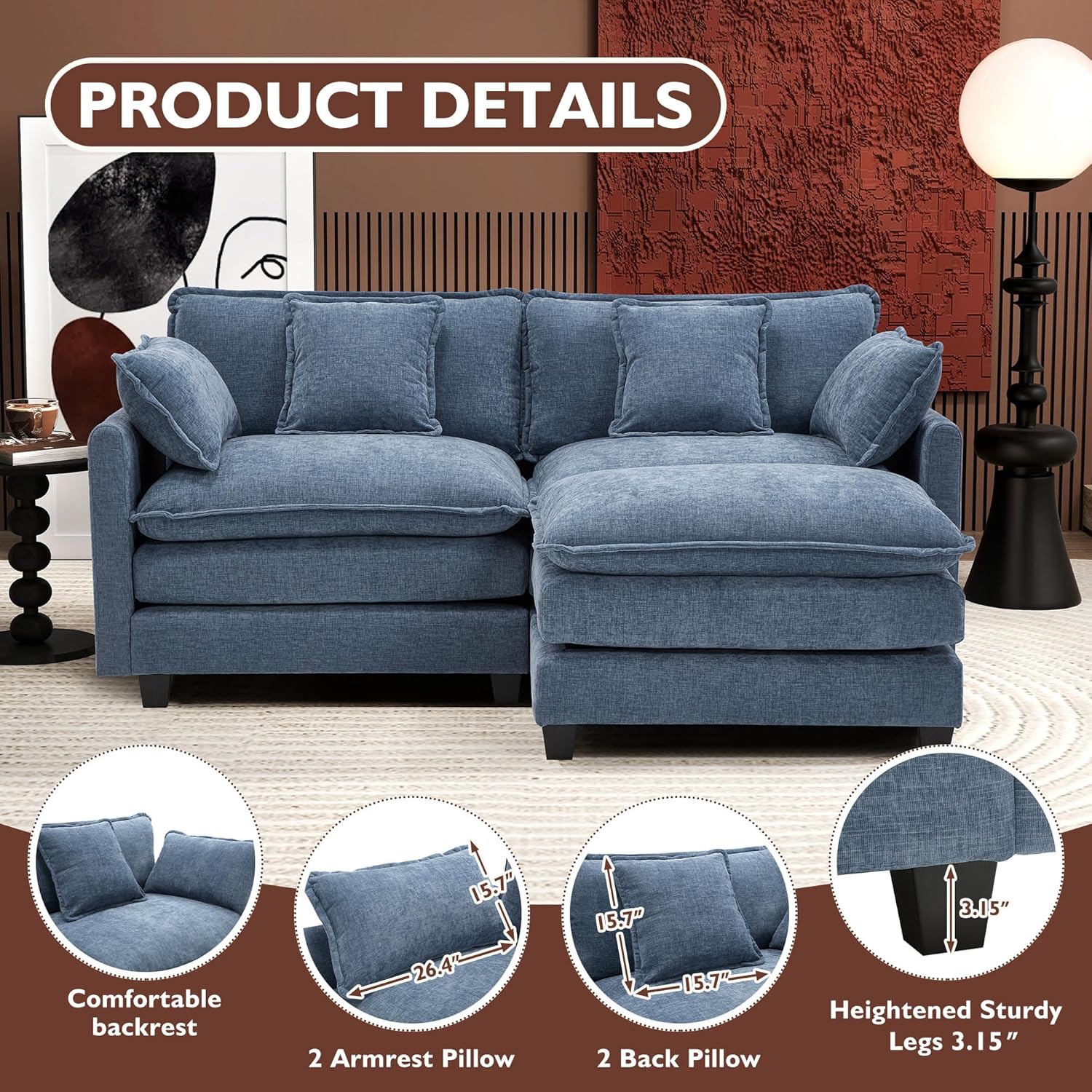 Premium Fresh Find Ihanherry 146" U-Shaped Modern Sofa Modular Sectional Cloud Couch Grey Practical