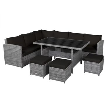 Brand New True Basics 7-piece Outdoor Rattan Patio Furniture Set Black Distinctive