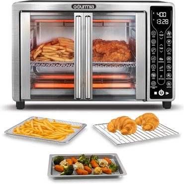 Limited True Basics Gourmia French Door Air Fryer 25 Qt Large Capacity Convection Oven, Fryforce 360° Functional