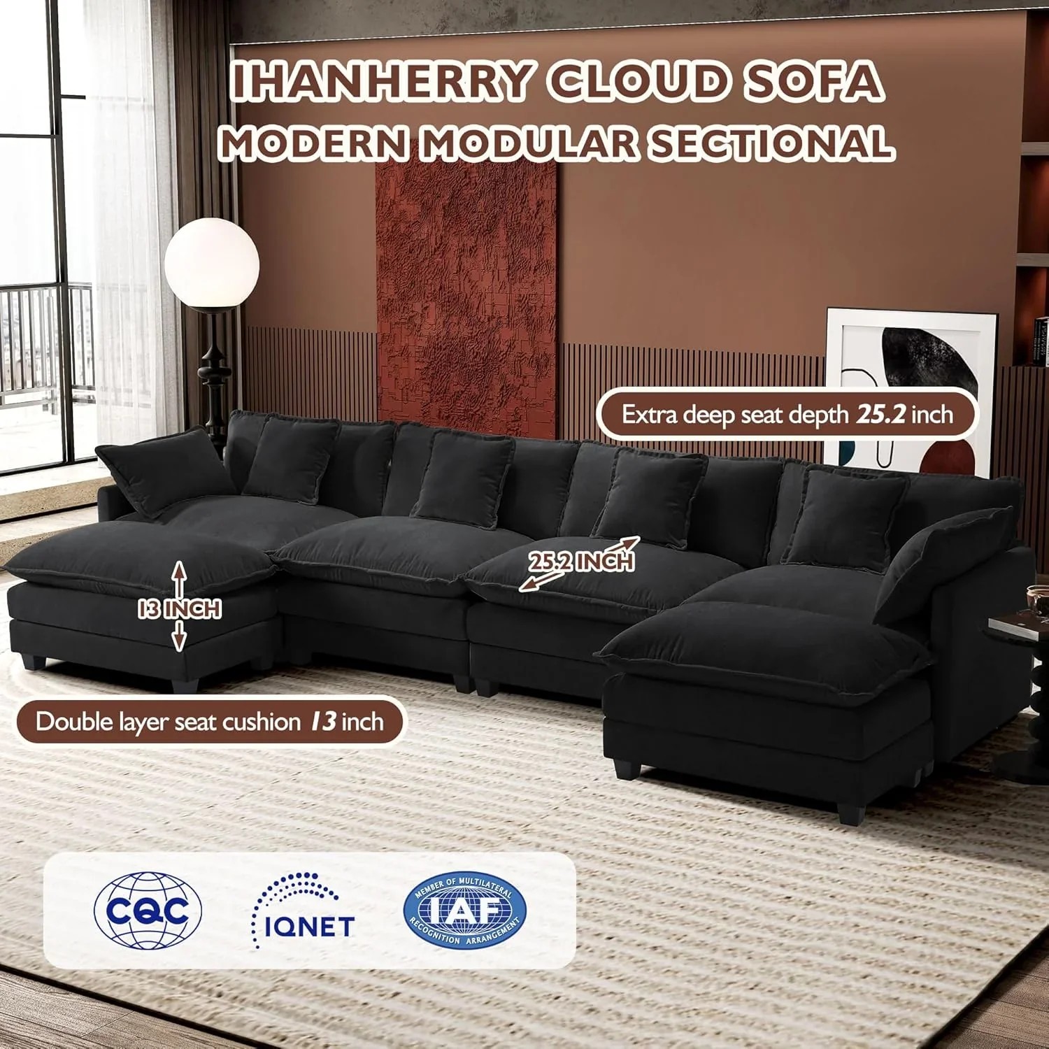Premium Fresh Find Ihanherry 146" U-Shaped Modern Sofa Modular Sectional Cloud Couch Grey Practical
