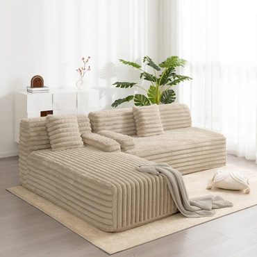 Advanced Simple Goods Cloud Sectional Sofa Modern Upholstered Couch 2 Throw Pillows Modular L Shaped Improved