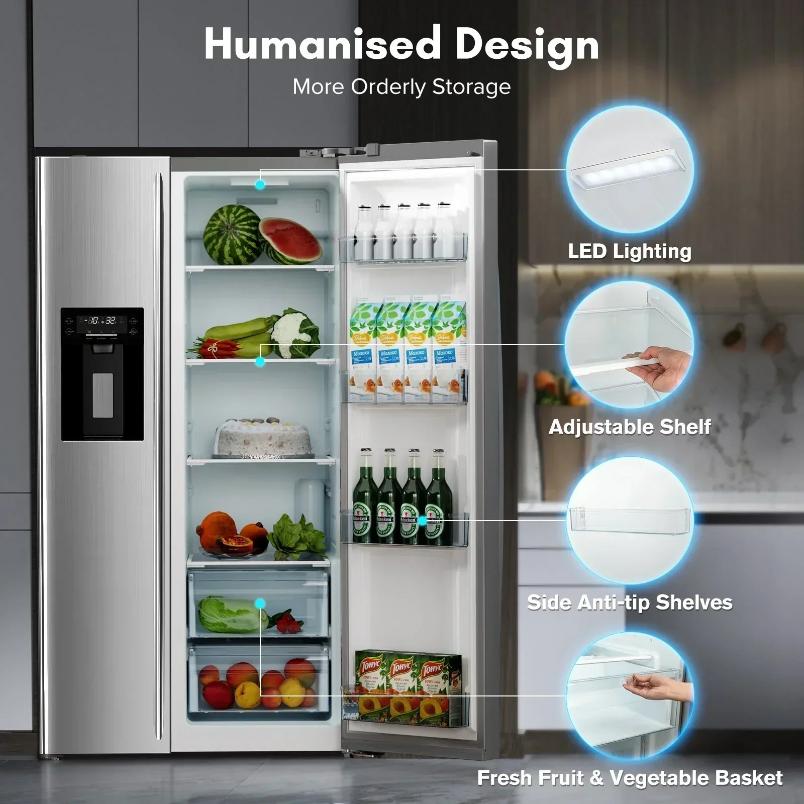 In Season Open Market 36" Side By Side 20.01 Cu. ft. Built-in Refrigerator with Freezer & Ice Maker Included Value