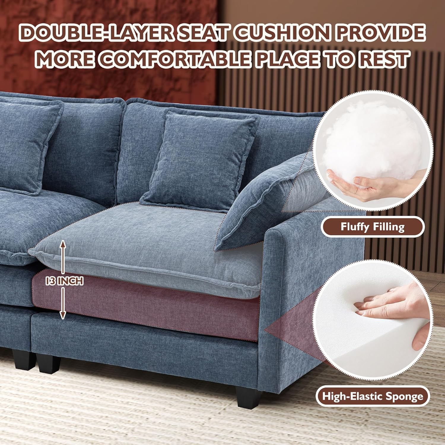 Premium Fresh Find Ihanherry 146" U-Shaped Modern Sofa Modular Sectional Cloud Couch Grey Practical
