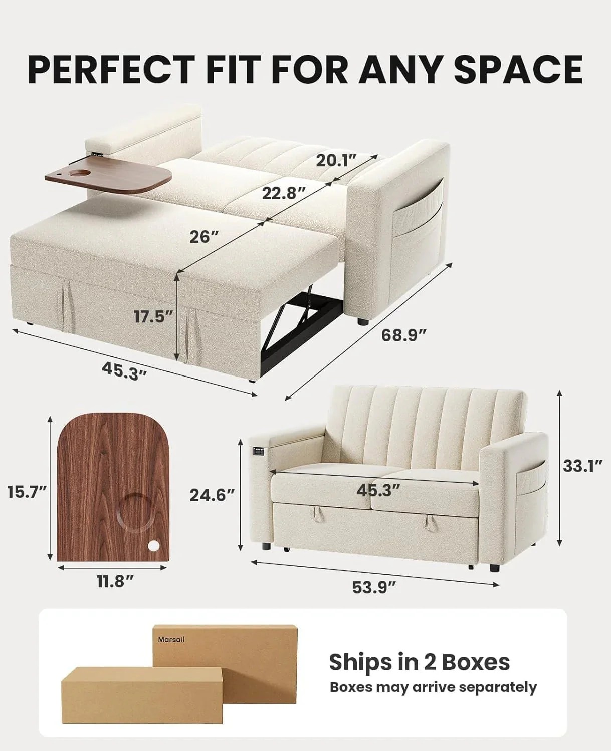 Annual Basic Line Sofa Bed 3-in-1 Convertible Sleeper Sofa Enhanced