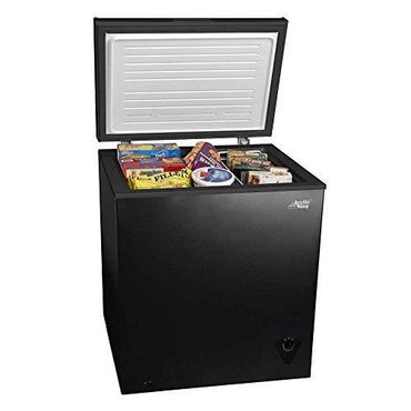 Limited Simple Goods Arctic King 5 Cu Ft Chest Freezer Black, Energy-Efficient, Compact with Removable Basket for Home or Business Everyday