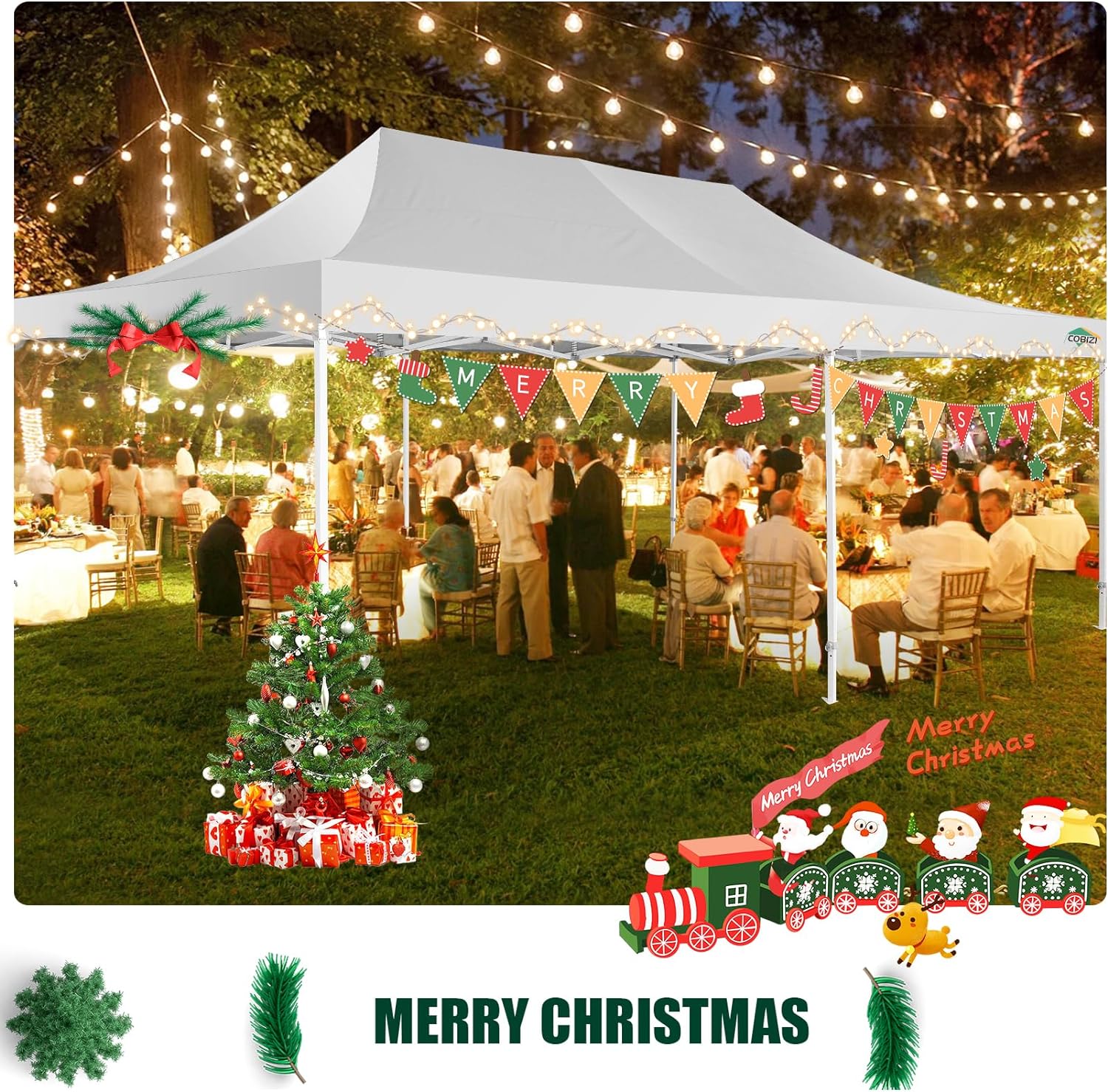 In Stock Pure Value COBIZI 10x20 Heavy Duty Pop up Canopy Tent with 6 Sidewalls Black Functional