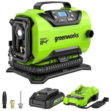Annual Simple Goods 24 Volt Battery Powered 160-PSI Inflator with 2.0 Ah USB-C Battery & Charger - Green Budget