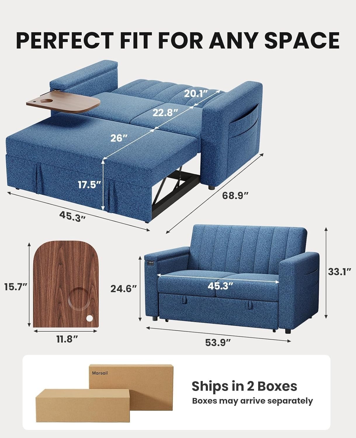 Annual Basic Line Sofa Bed 3-in-1 Convertible Sleeper Sofa Enhanced