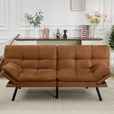 Limited Pure Value Amazon Basics Brown Loveseat, Convertible Memory Foam Futon Sofa Bed, Linen Fabric Improved