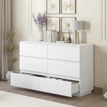 Annual Pure Value Merryluk Modern 6-Drawer White Tallboy Dresser for Versatile Storage Fine