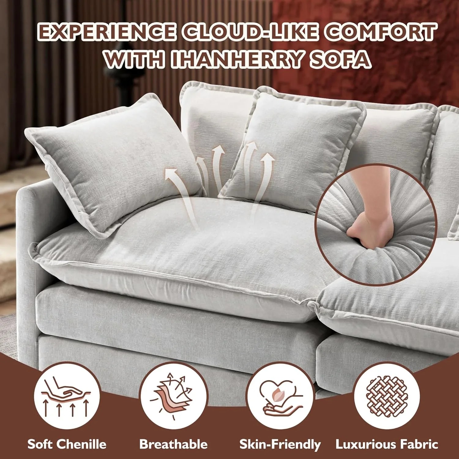 Premium Fresh Find Ihanherry 146" U-Shaped Modern Sofa Modular Sectional Cloud Couch Grey Practical