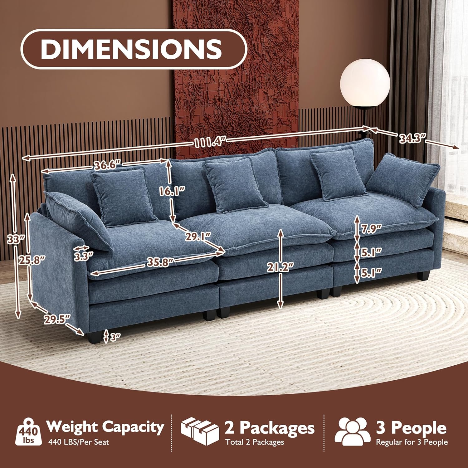 Premium Fresh Find Ihanherry 146" U-Shaped Modern Sofa Modular Sectional Cloud Couch Grey Practical